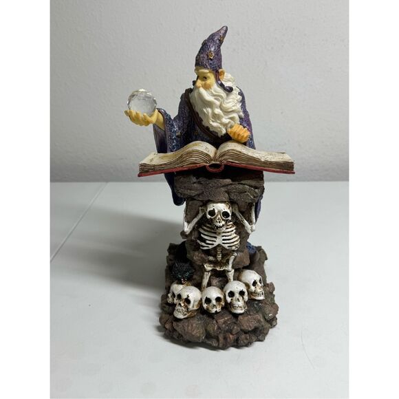 Medieval Legends #30806 Alabastrite Merlin Reading Book At Podium Statue - Picture 1 of 6